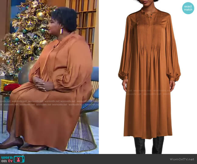 Lafayette 148 New York Layla Pleated Satin Dress worn by Stacey Abrams on Good Morning America