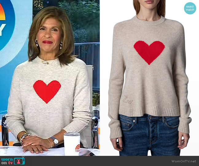 Lil Heart Cashmere Sweater by Zadig & Voltaire worn by Hoda Kotb on Today