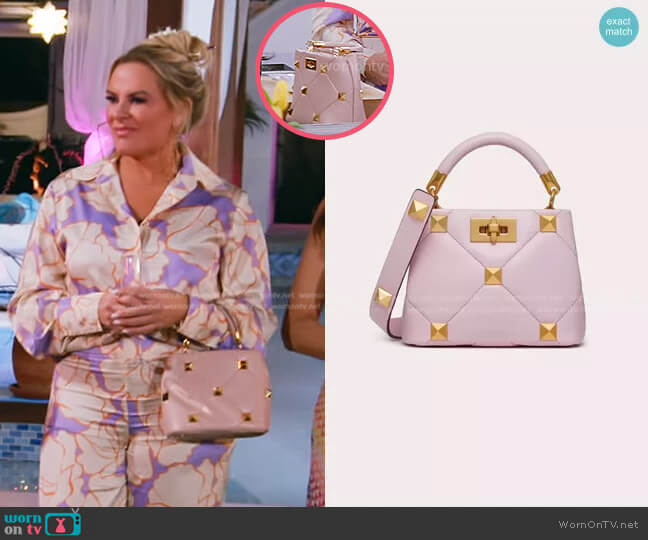 Valentino Mini Roman Stud The Handle Bag worn by Heather Gay on The Real Housewives of Salt Lake City