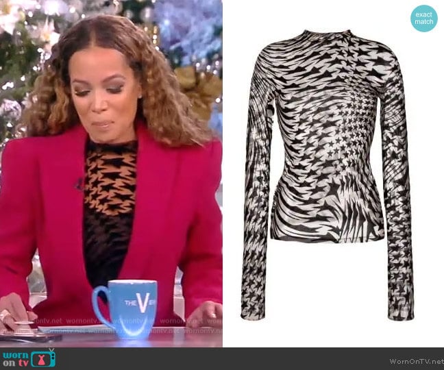 Mugler Star-print Semi-Sheer Top worn by Sunny Hostin on The View