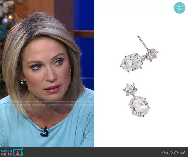 Nadri Frolic Cubic Zirconia Oval Drop Earrings worn by Amy Robach on Good Morning America