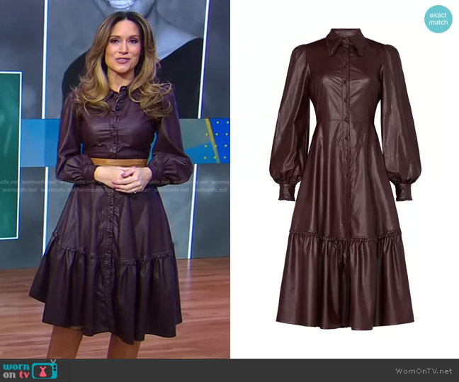 Nicholas Faux Leather Larisa Dress worn by Rhiannon Ally on Good Morning America