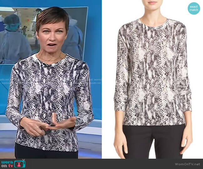 Equipment Ondine Snake Print Sweater in Ivory Black worn by Stephanie Gosk on Today