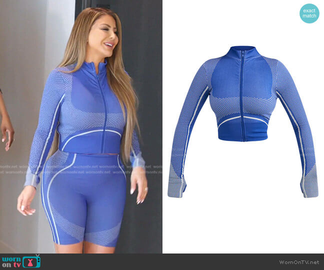 Pretty Little Thing Seamless Contrast Detailing Zip Up Jacket worn by Larsa Pippen (Larsa Pippen) on The Real Housewives of Miami