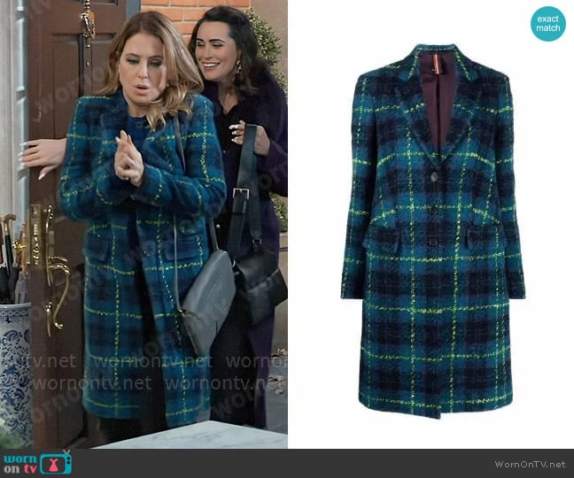 PS Paul Smith Check Print Coat worn by Olivia Falconeri (Lisa Lo Cicero) on General Hospital