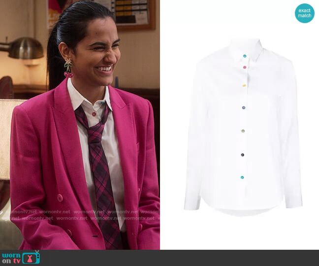 PS Paul Smith Long Sleeve Multi Button Shirt worn by Bela Malhotra (Amrit Kaur) on The Sex Lives of College Girls