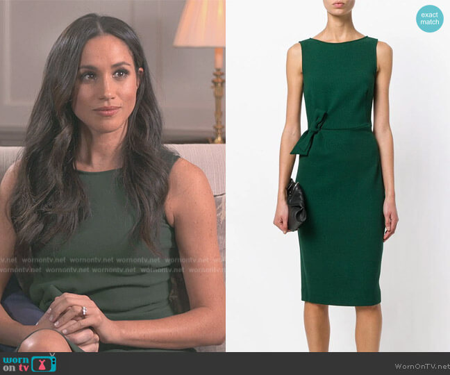 Parosh Wool Fitted Bow Detail Dress worn by Meghan Markle on Harry and Meghan