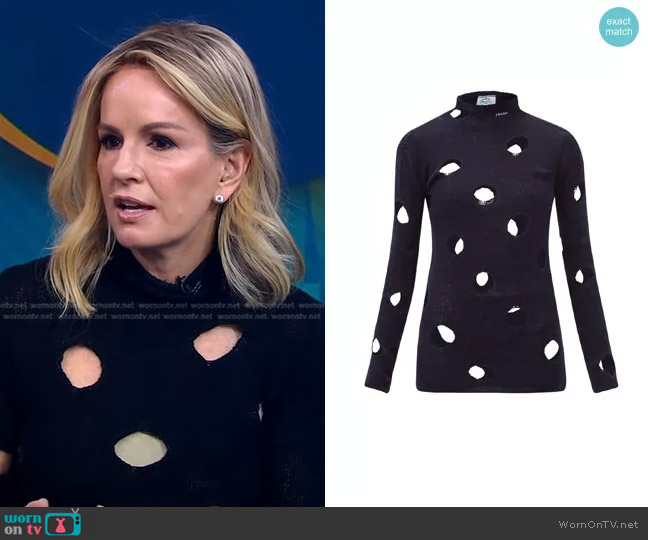 Prada Distressed Open-Weave Wool Sweater worn by Dr. Jennifer Ashton on Good Morning America