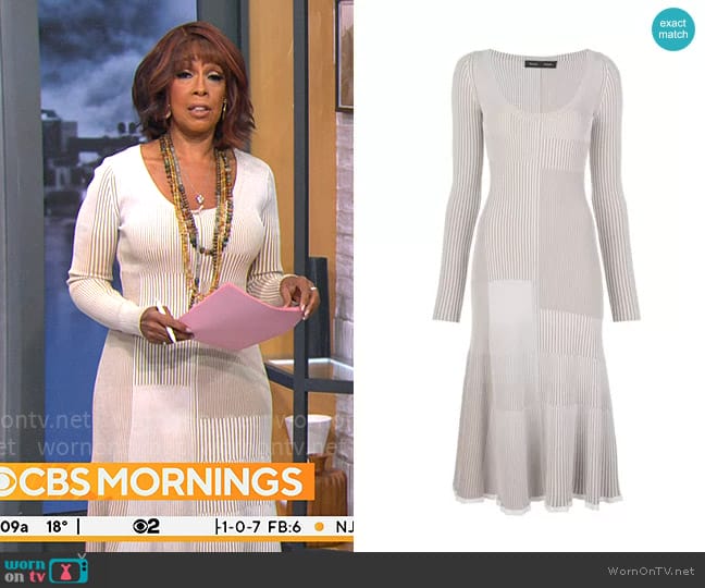 Proenza Schouler Patchwork Knitted Dress worn by Gayle King on CBS Mornings