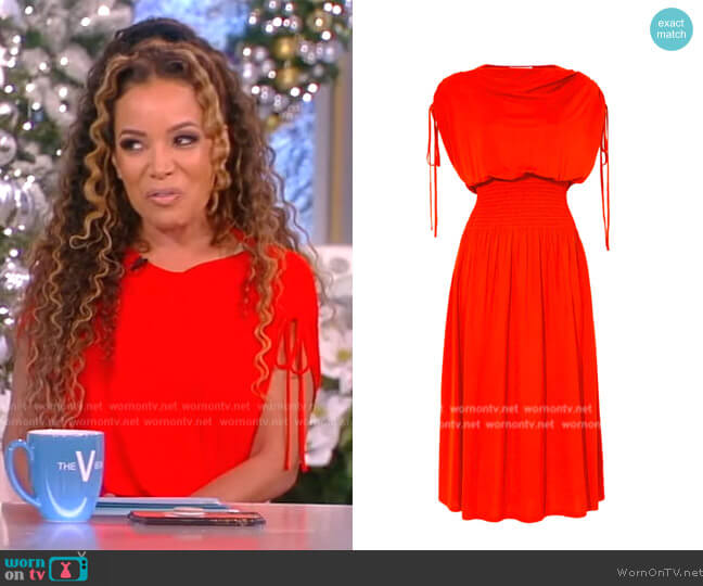 Proenza Schouler Matte Crepe Smocked Dress worn by Sunny Hostin on The View
