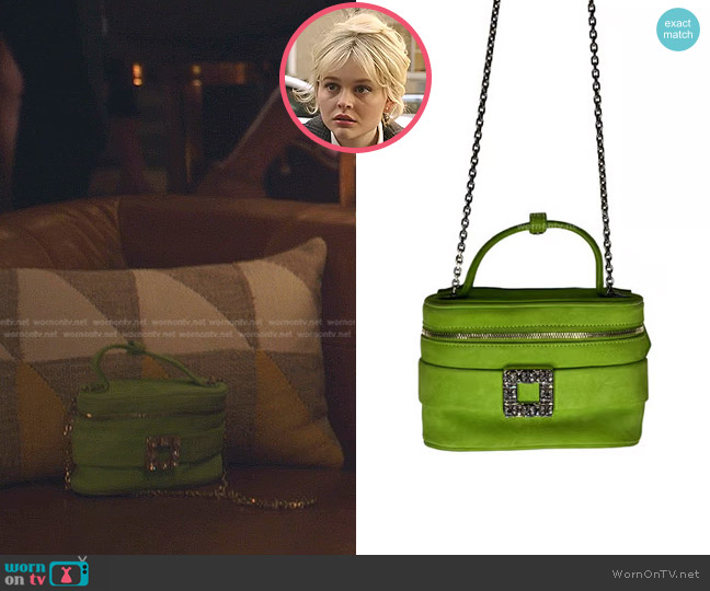 Roger Vivier Crystal-Buckle Velvet Cross-Body Bag worn by Audrey Hope (Emily Alyn Lind) on Gossip Girl