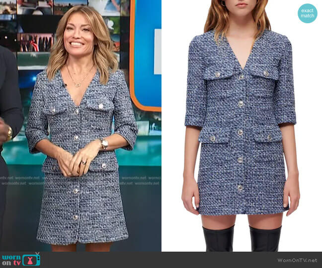 Maje Rollye Tweed Mini Dress worn by Kit Hoover on Access Hollywood