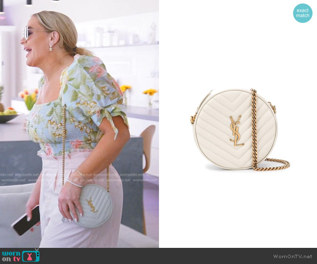 Saint Laurent Jade Round Matelass Leather Bag worn by Heather Gay on The Real Housewives of Salt Lake City