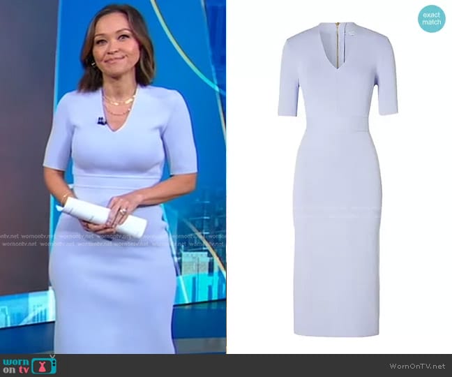 Scanlan Theodore Belted Long-Sleeve Midi-Dress worn by Eva Pilgrim on Good Morning America