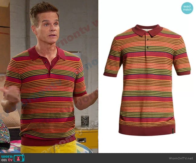 Scotch & Soda Organic Structure Knitted Polo Shirt worn by Leo Stark (Greg Rikaart) on Days of our Lives