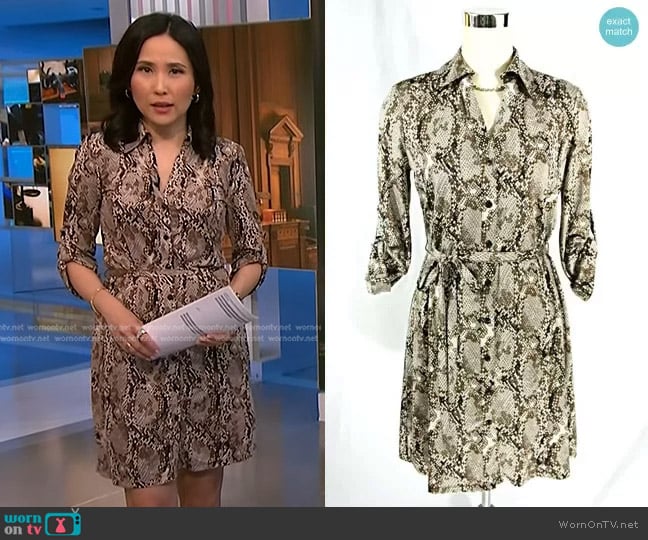 Shirt Dress by INC International Concept Python Print worn by Vicky Nguyen on NBC News Daily