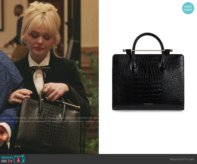 Strathberry Midi Croc-Embossed Leather Tote worn by Audrey Hope (Emily Alyn Lind) on Gossip Girl