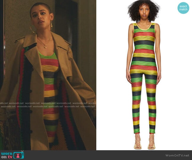 Theophilio Multicolor Polyester Jumpsuit worn by Julien Calloway (Jordan Alexander) on Gossip Girl