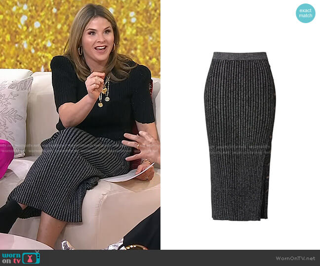 Tory Burch  Lurex Stripe Knit Skirt worn by Jenna Bush Hager on Today