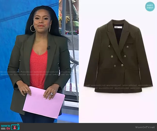 Tailored Blazer with Buttons by Zara worn by Sheinelle Jones on Today