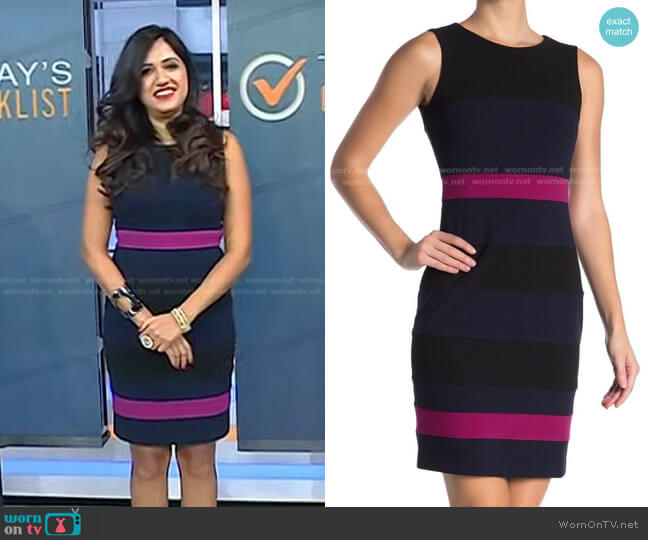Tommy Hilfiger Scuba Crepe Colorblock Sheath Dress worn by Dr. Sue Varma on Today