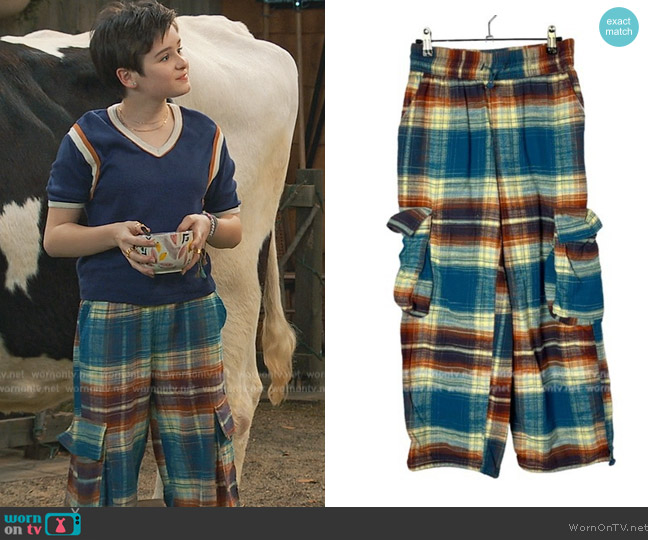 Urban Outfitters Blue and Orange Plaid Pants worn by Winnie Webber (Shiloh Verrico) on Bunkd