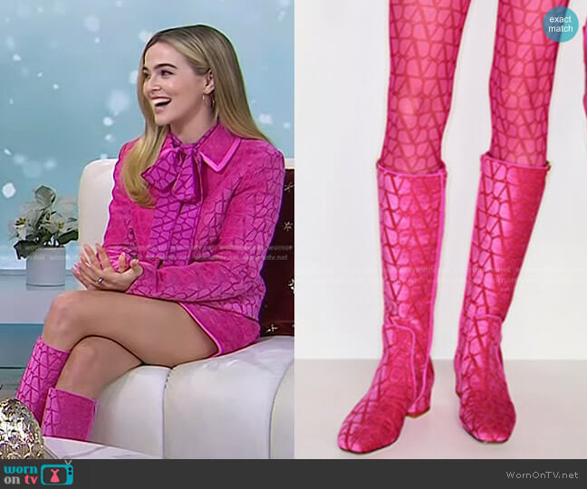 Valentino VLogo Jacquard Knee Boots worn by Zoey Deutch on Today