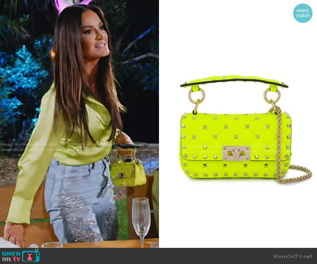 Valentino Small Rockstud Spike Crossbody Bag worn by Lisa Barlow on The Real Housewives of Salt Lake City