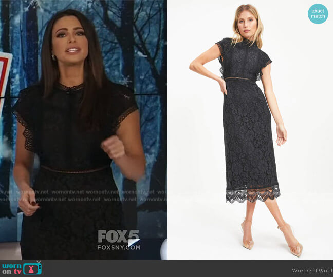 Vici Never Impossible Crochet Lace Midi Dress worn by Jennifer Lahmer on Extra