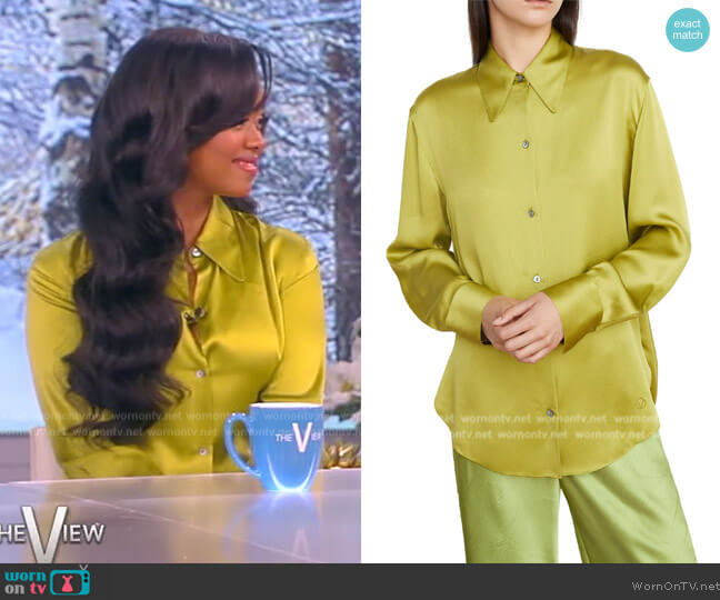Vince Silk Button-Up Blouse worn by Gabriella Sarmiento Wilson on The View