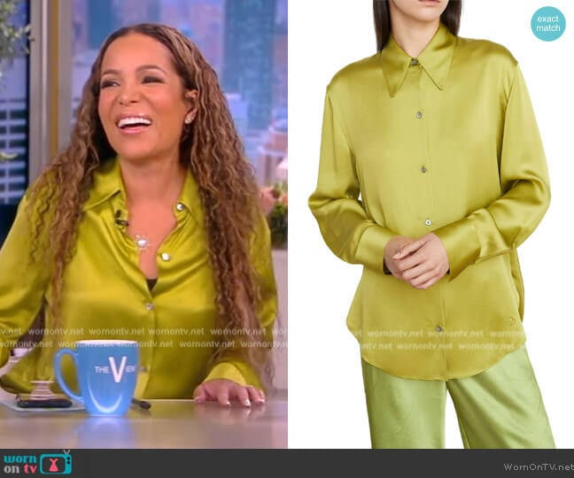 Vince Silk Button-Up Blouse worn by Sunny Hostin on The View