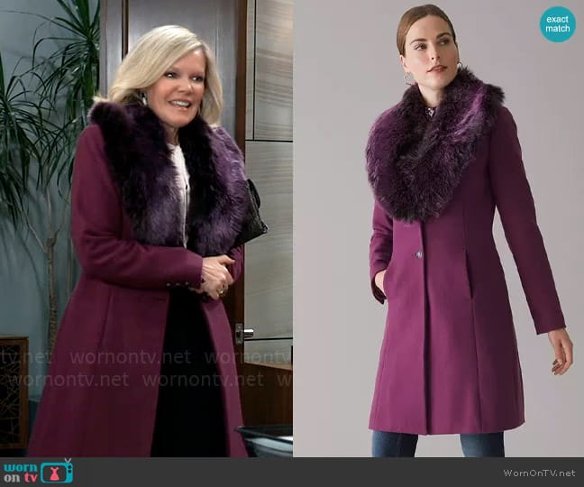 White House Black Market The Statement Coat worn by Ava Jerome (Maura West) on General Hospital