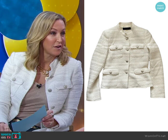 Zara Collarless Tweed Blazer worn by Lara Spencer on Good Morning America