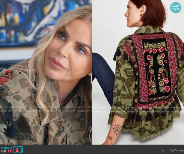 Zara Embroidered Camo Jacket worn by Alexia Echevarria (Alexia Echevarria) on The Real Housewives of Miami