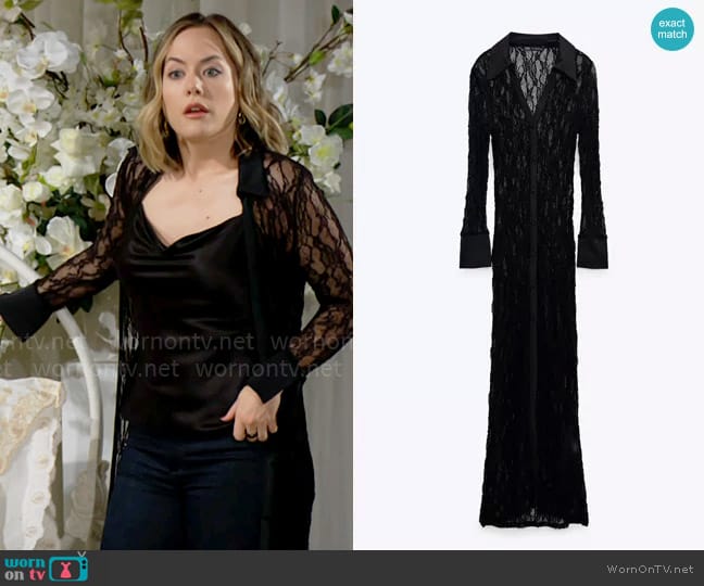 Zara Lace Shirt Dress worn by Hope Logan (Annika Noelle) on The Bold and the Beautiful