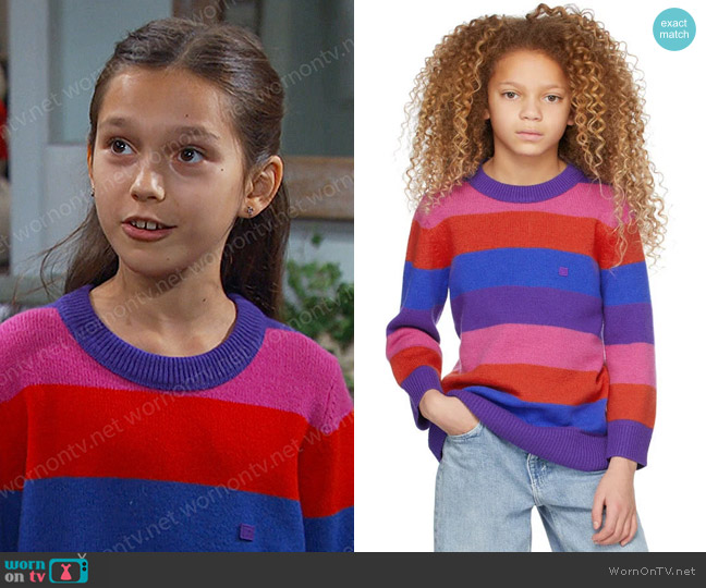 Acne Studios Kids Multicolor Wool Stripe Nimah Sweater worn by Arianna Horton  on Days of our Lives
