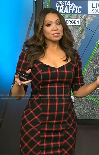 Adelle’s black grid check dress on Today