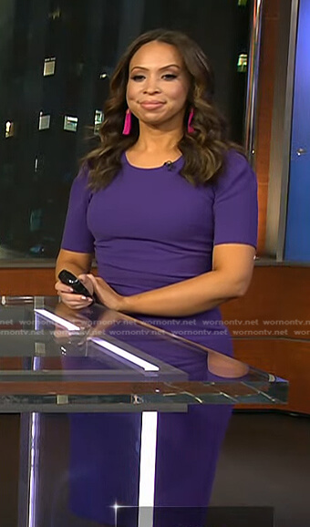 Adelle's purple short sleeve dress on Today