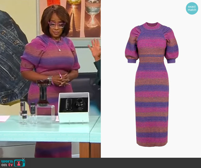 Adelyn Rae Lauren Ombre Knit Dress worn by Gayle King on CBS Mornings