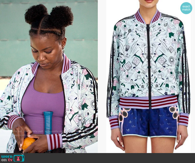 Adidas x Mary Katrantzou Athlete-Motif Track Jacket worn by Willow (Renika Williams) on The Sex Lives of College Girls