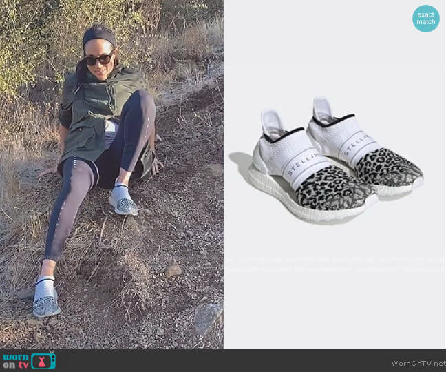 Adidas by Stella McCartney Ultraboost 3D Knit Leopard-Print Sneakers worn by Meghan Markle on Harry and Meghan