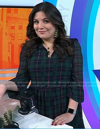 Adrianna’s green plaid dress on Today