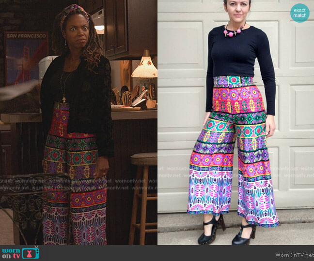 Alex Colman High Waisted Wide Leg Pants worn by Denise (Sasheer Zamata) on Home Economics