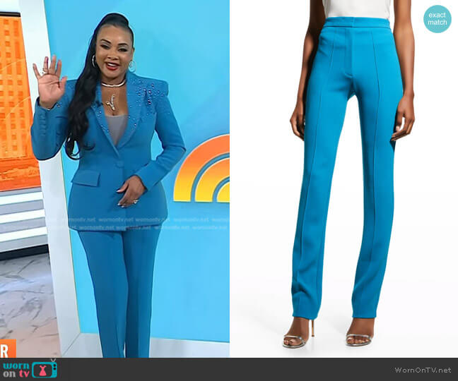 Alex Perry Reed Pintuck Straight-Leg Pants worn by Vivica A. Fox on Today