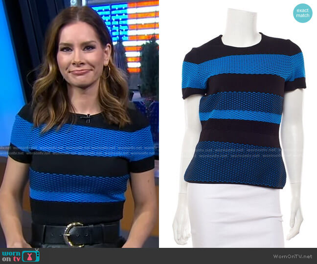 Alexander Wang Mesh Panel Blouse worn by Rebecca Jarvis on Good Morning America
