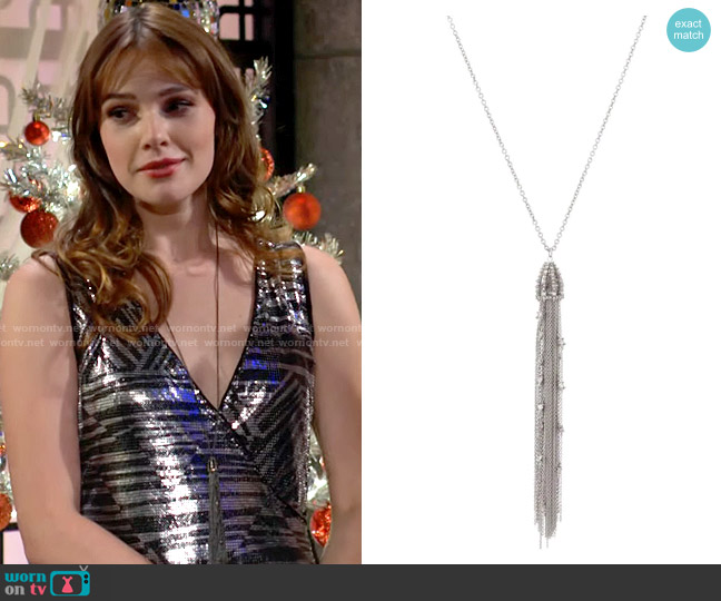 Alexis Bittar Cascading Crystals Necklace worn by Tessa Porter (Cait Fairbanks) on The Young and the Restless