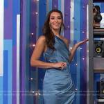 Alexis’s blue one-shoulder dress on The Price is Right