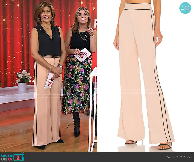 WornOnTV: Hoda’s black top and pink pants with contrast piping on Today ...