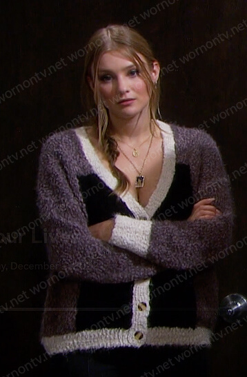 Allie's black colorblock cardigan on Days of our Lives