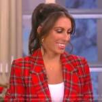 Alyssa’s red plaid blazer and pants on The View